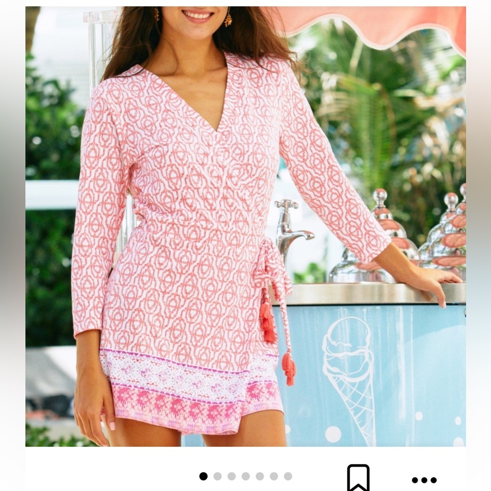 NWT Cabana Life Pink and Coral Printed Wrap Romper